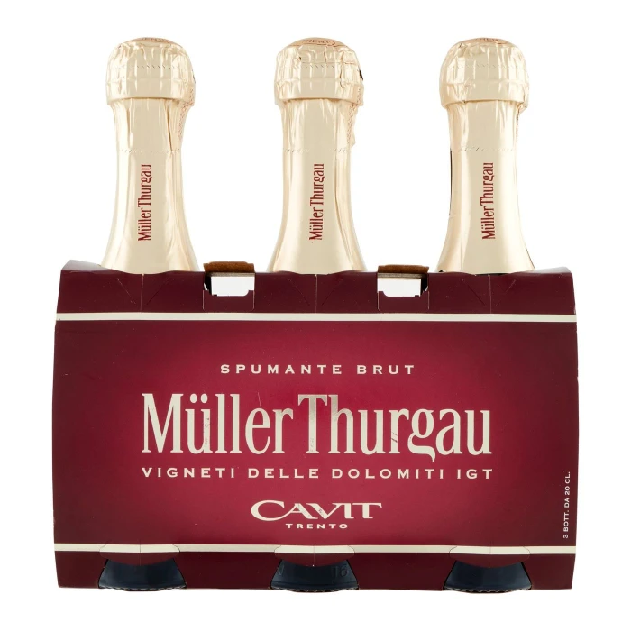 Cavit Trento Spumante Brut Müller Thurgau Vigneti delle Dolomiti IGT 3 x 20 cl