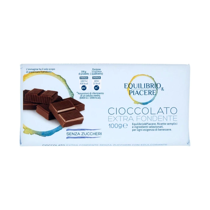 Equilibrio & Piacere Cioccolato Extra Fondente Senza Zuccheri 100 g