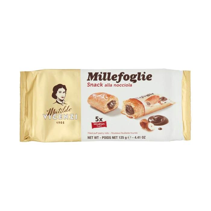 Matilde Vicenzi Millefoglie Snack alla nocciola 5 x 25 g