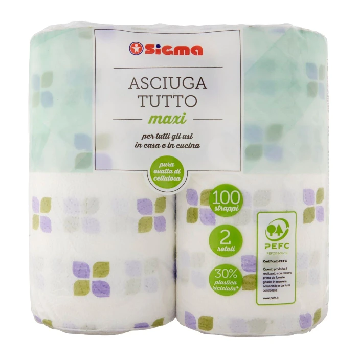 Sigma Asciuga Tutto maxi 100 strappi 2 rotoli