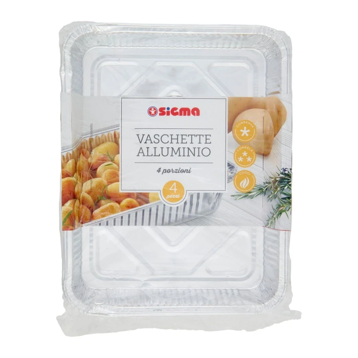 Sigma Vaschette Alluminio 4 porzioni 4 pz