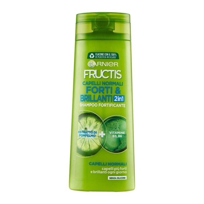 Garnier Shampoo Fructis Capelli Normali 2in1, Capelli Forti e Brillanti, 250 ml