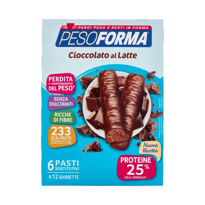 Pesoforma Cioccolato al Latte, sostitutivo del pasto ricco di fibre, 233 kcal per pasto, 12 x 31 g