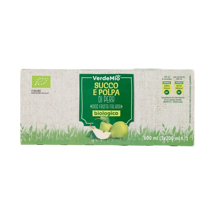 VerdeMio Succo e Polpa di Pera biologico 3 x 200 ml