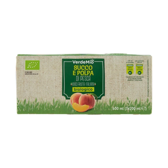 VerdeMio Succo e Polpa di Pesca biologico 3 x 200 ml