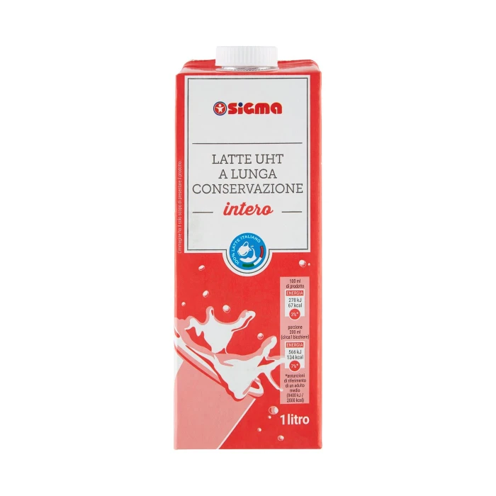 Sigma Latte UHT a Lunga Conservazione intero 100% Latte Italiano 1 litro