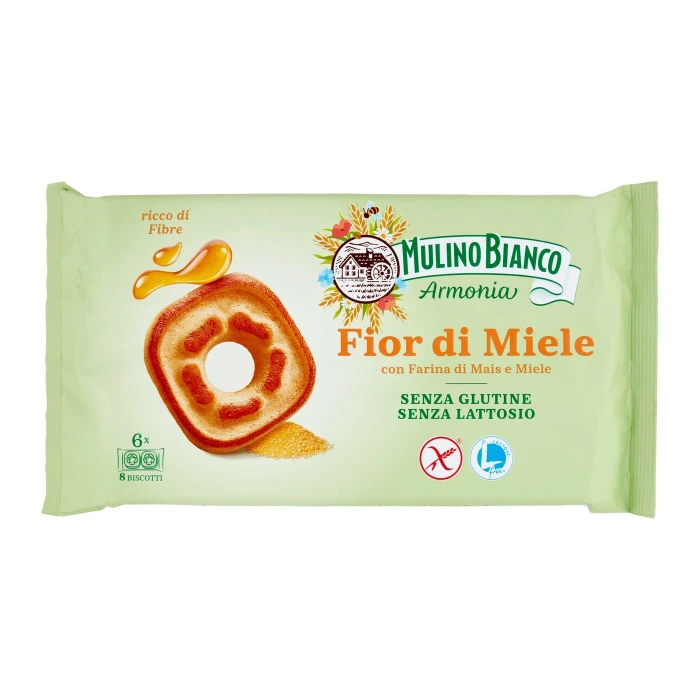 Mulino Bianco Armonia Fior di Miele Biscotti al Miele Millefiori Senza Glutine e Lattosio 250 g