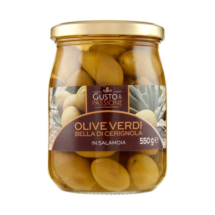 Gusto & Passione Olive Verdi Bella di Cerignola in Salamoia 550 g 