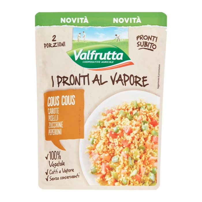 Valfrutta I Pronti al Vapore Cous Cous, Carote, Piselli, Zucchine, Peperoni 220 g