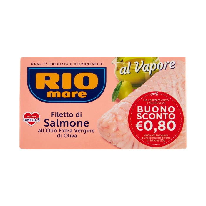 Rio mare Filetto di Salmone all'Olio Extra Vergine di Oliva al Vapore 125 g