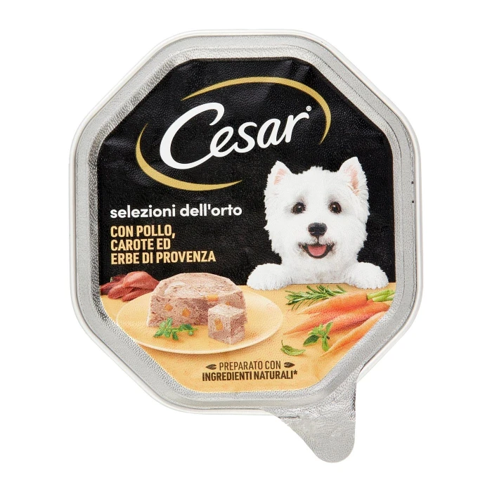 Cesar Selezioni dell'Orto Cibo Umido Cane in Vaschetta con Pollo, Carote ed Erbe di Provenza 150 g