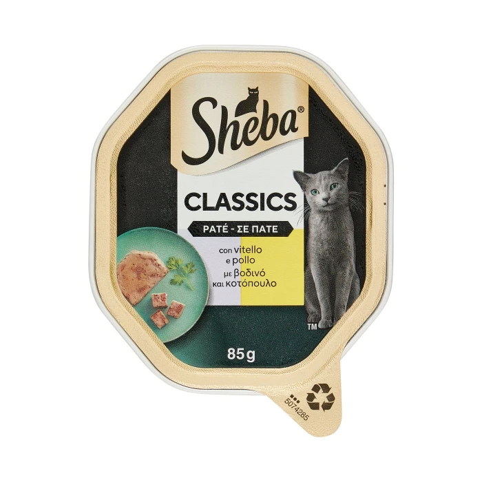 Sheba Classics Patè cibo umido gatto con Vitello e Pollo 85g