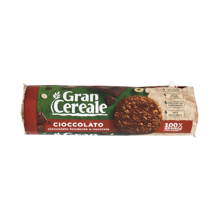 Gran Cereale Biscotti Gran Cereale Cioccolato Biscotti con Cioccolato Fondente e Nocciole Tubo 230 g