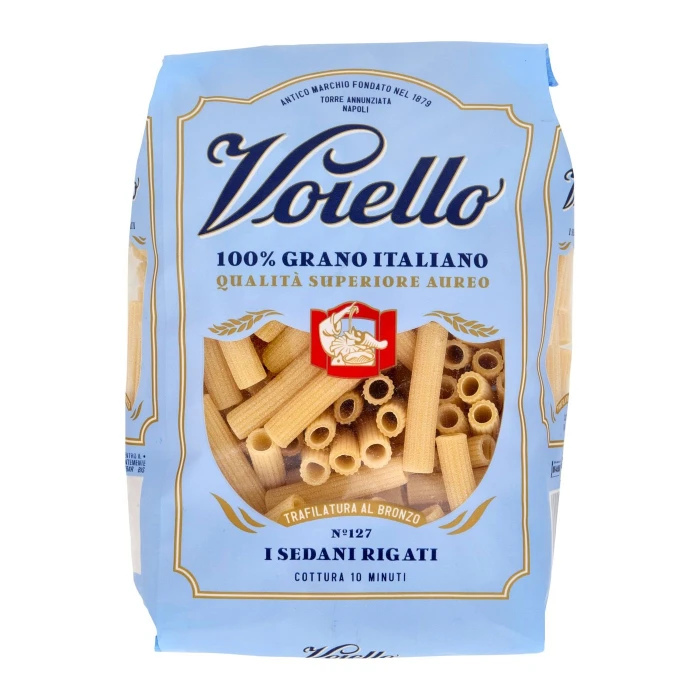 Voiello Pasta I Sedani Rigati N°127 grani 100% italiani Trafilata bronzo 500g