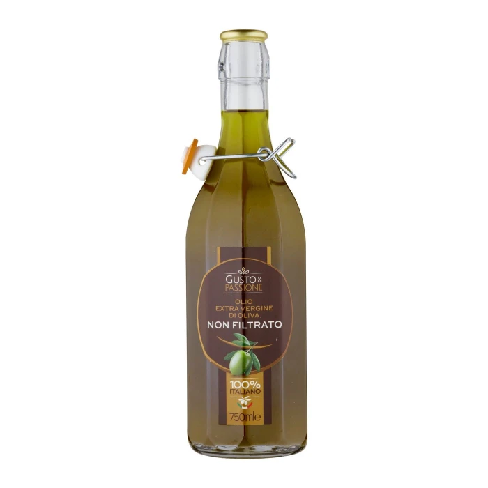 Gusto & Passione Olio Extra Vergine di Oliva Non Filtrato 100% Italiano 750 ml