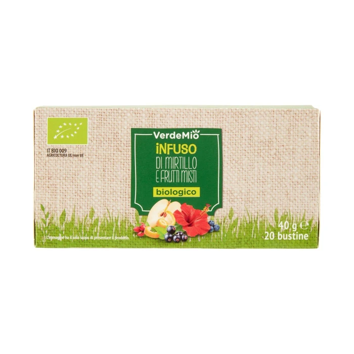 VerdeMio Infuso di Mirtillo e Frutti Misti biologico 20 bustine 40 g
