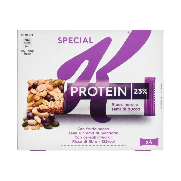 Kellogg's Special K Protein 23% Ribes nero e semi di zucca 4 x 28 g