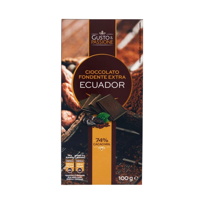 Gusto & Passione Cioccolato Fondente Extra Ecuador 100 g