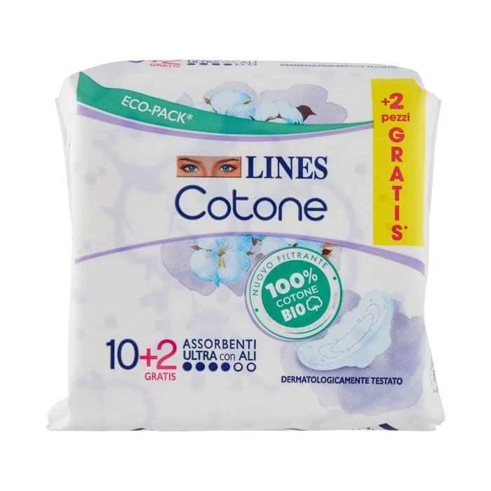 Lines Cotone Assorbenti Ultra con Ali 10+2 pz