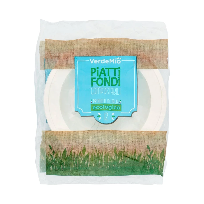 VerdeMio Piatti Fondi Compostabili ecologico 12 pz