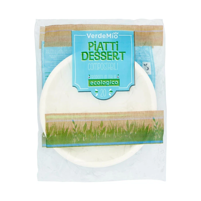 VerdeMio Piatti Dessert Compostabili ecologico 20 pz