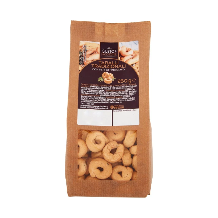 Gusto & Passione Taralli Tradizionali con Semi di Finocchio 250 g