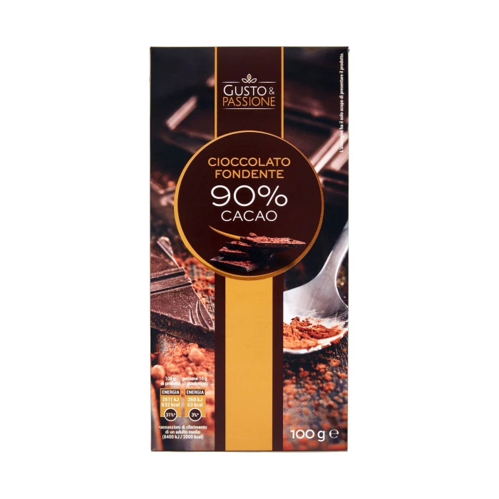 Gusto & Passione Cioccolato Fondente 90% Cacao 100 g
