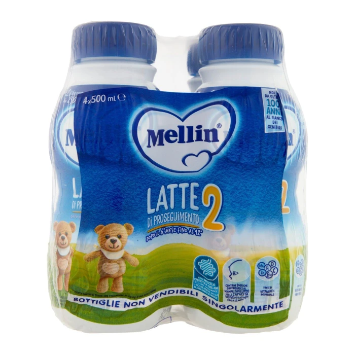 MELLIN 2 - Latte di Proseguimento Liquido per Lattanti dal 6° al 12° mese 4x500ml