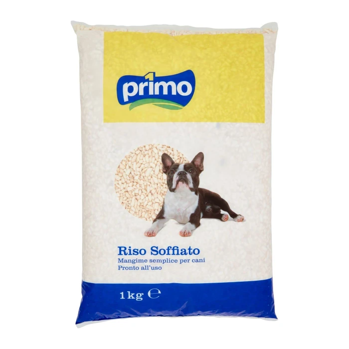 Primo Riso Soffiato Mangime semplice per cani 1 kg