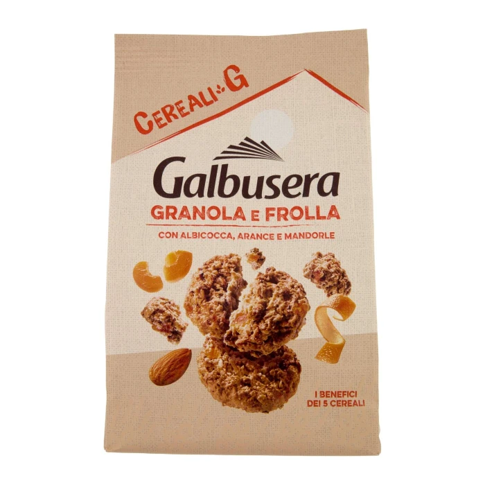 Galbusera Cereali G Granola e Frolla con Albicocca, Arance e Mandorle 300 g