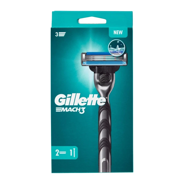 Gillette Rasoio Uomo Mach3 a 3 Lame, 1 Manico + 2 Lamette Barba