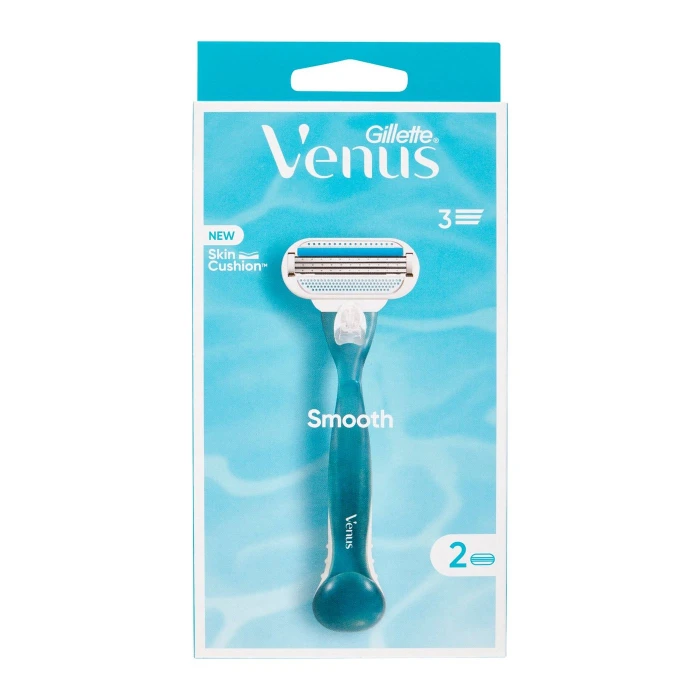 Gillette Venus Rasoio Donna Smooth a 3 Lame, 1 Manico + 2 Lamette Donna