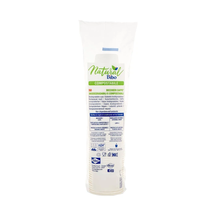 Natural Bibo Compostabile Bicchieri Caffè 80 cc 50 pz