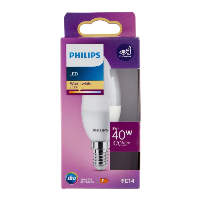 Philips Led candela 40W E14 2700K non dim