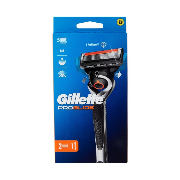 Gillette Proglide Rasoio da Uomo Manico + Lamette di Ricambio, 2 Ricariche