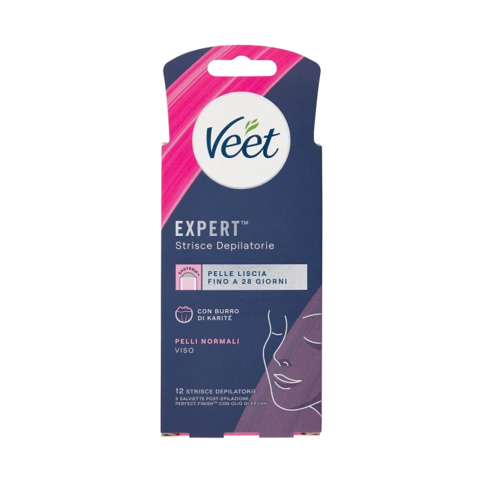 Veet Expert Strisce Viso Pelli Normali, 12 strisce