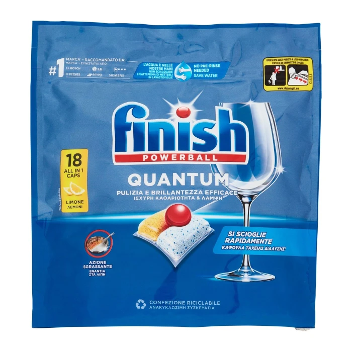 Finish Quantum Limone pastiglie lavastoviglie 18 lavaggi 187,2 g