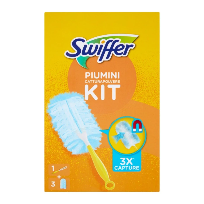Swiffer Kit Cattura Polvere (1 Manico + 3 Piumini per spolverare)