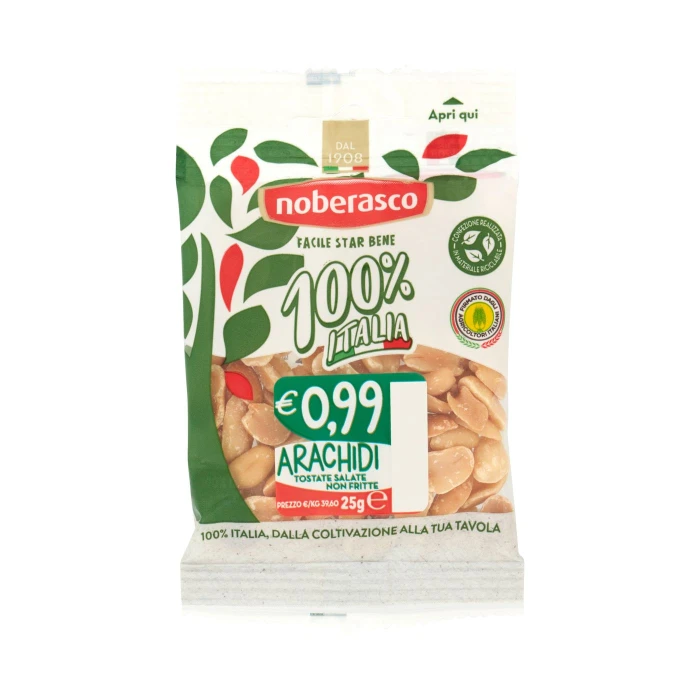 noberasco 100% Italia Arachidi Tostate Salate Non Fritte 25 g