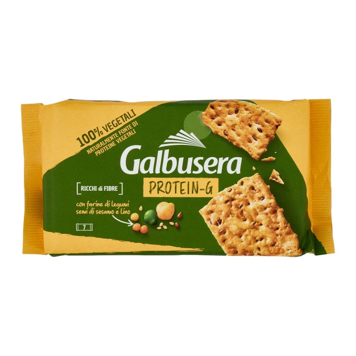 Galbusera Protein-G Cracker con farine di legumi, semi di sesamo e lino 7 x 40 g
