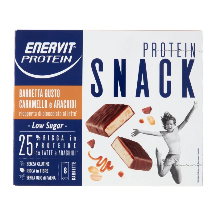 Enervit Protein Low Sugar Protein Snack Barretta Gusto Caramello e Arachidi 8 x 31 g