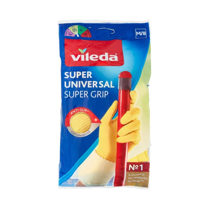 Vileda guanti casalinghi Super Universal in lattice, super grip antiscivolo, taglia M