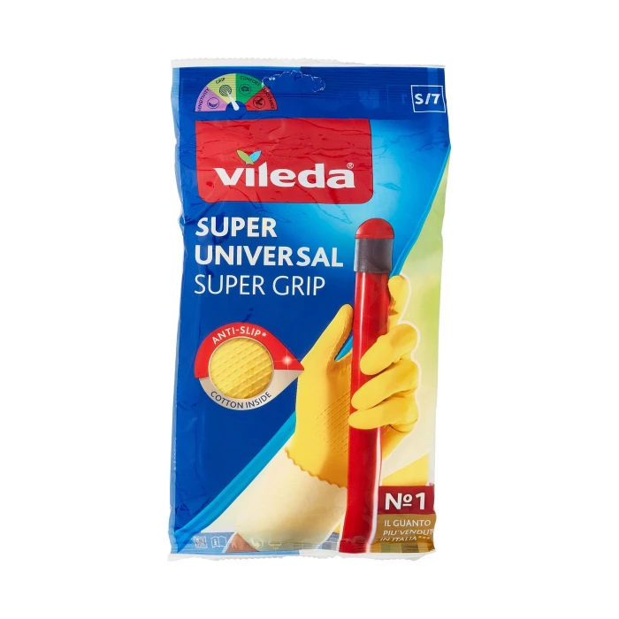 Vileda guanti casalinghi Super Universal in lattice, super grip antiscivolo, taglia S