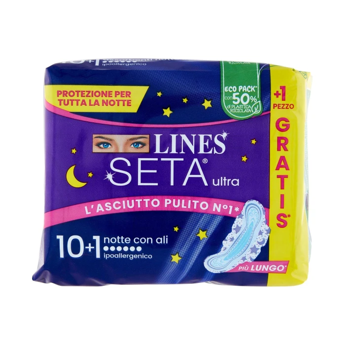 Lines Seta ultra notte con ali 10+1 pz