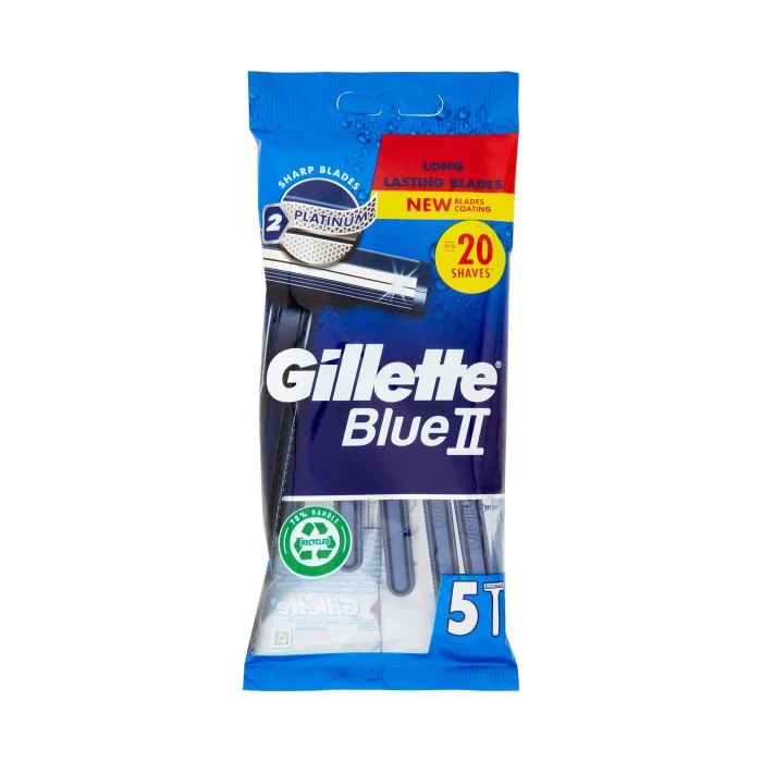 Gillette Blue II Rasoio da Uomo Usa e Getta a 2 Lame, 5 Rasoi