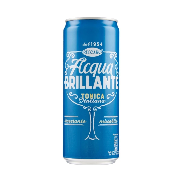 RECOARO ACQUA BRILLANTE Bibita Gassata, Acqua Tonica 33cl, Lattina