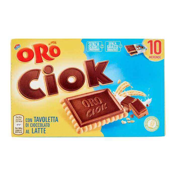 Oro Ciok biscotto con tavoletta di cioccolato al latte - 10 x 25 g
