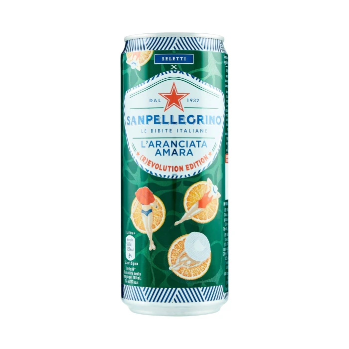 SANPELLEGRINO Bibite Gassate, L'ARANCIATA AMARA, lattina 33cl