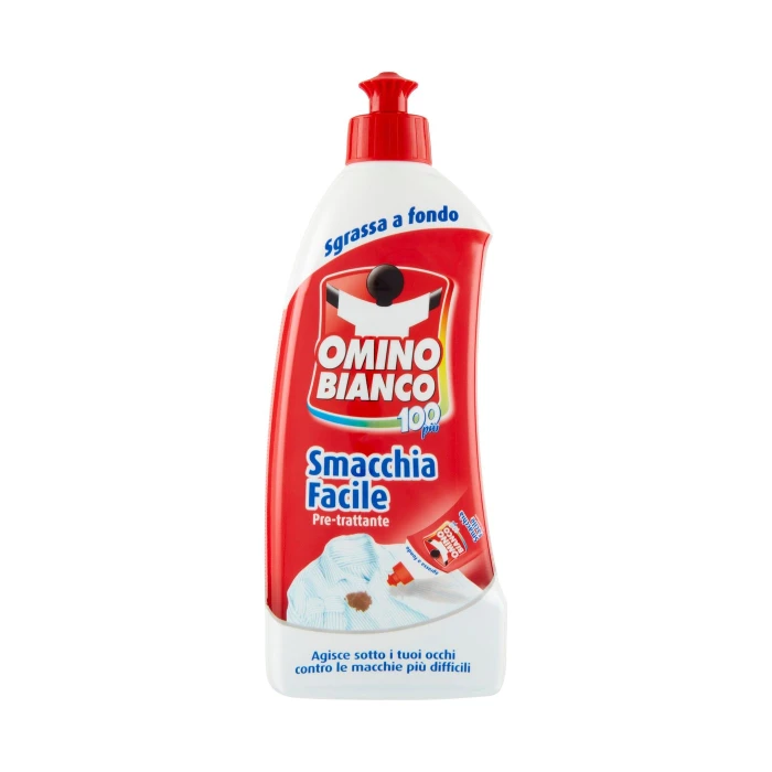 Omino Bianco, Smacchiafacile Pretrattante, Smacchia le macchie più Ostinate, 500ml