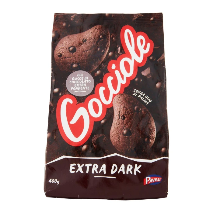 Pavesi Gocciole Extradark Biscotti con Gocce di Cioccolato Extra Fondente 400g